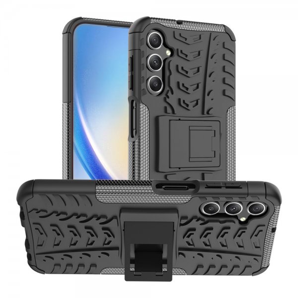 Samsung Galaxy A24 Case Tire Pattern Stand function Black