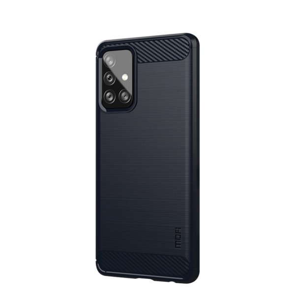 Samsung Galaxy A72 Case Brushed Carbon fiber texture Blue