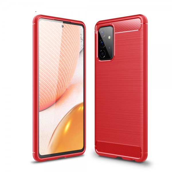 Samsung Galaxy A72 Case Brushed Carbon fiber texture Red