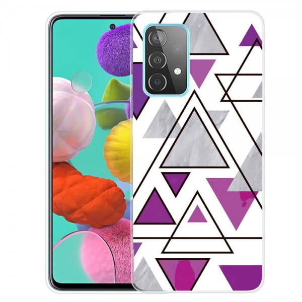 Samsung Galaxy A72 Case Marble Triangles Purple
