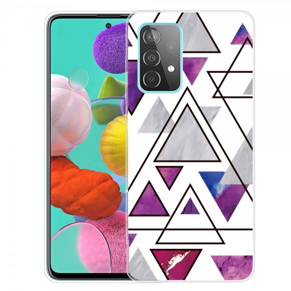 Samsung Galaxy A72 Case Marble Triangles Purple Blue