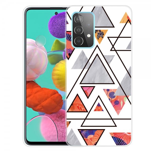 Samsung Galaxy A72 Case Marble Triangles Plant Pattern
