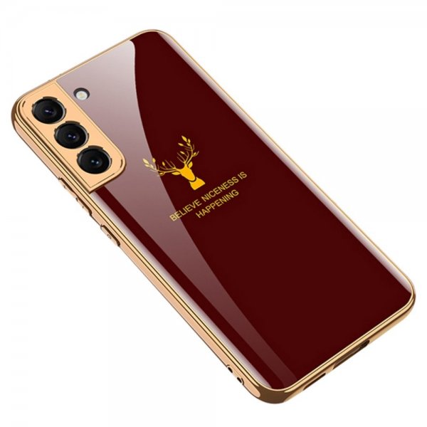 Samsung Galaxy S22 Plus Case Deer Print Wine Red