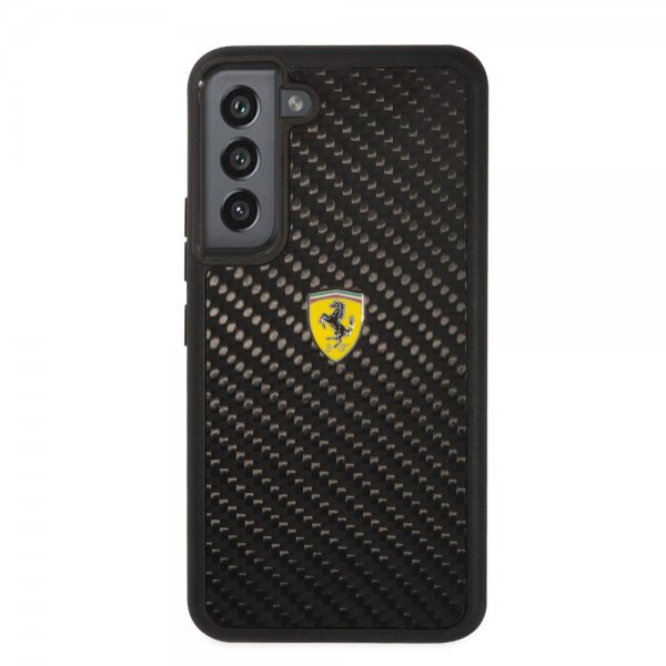 Samsung Galaxy S22 Case Real Carbon Metal Logo Black