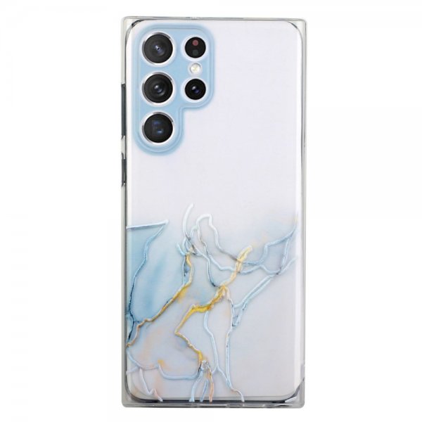 Samsung Galaxy S22 Ultra Case Marble Pattern Light Blue
