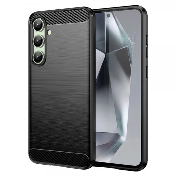 Samsung Galaxy S24 FE Case Brushed Carbon fiber texture Black