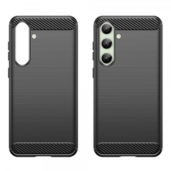 Samsung Galaxy S24 FE Case Brushed Carbon fiber texture Black