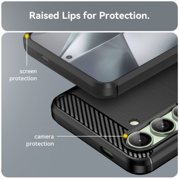 Samsung Galaxy S24 FE Case Brushed Carbon fiber texture Black