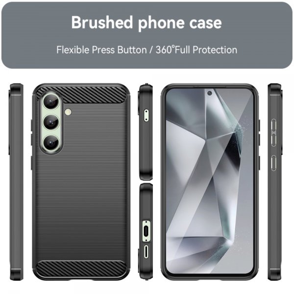 Samsung Galaxy S24 FE Case Brushed Carbon fiber texture Black