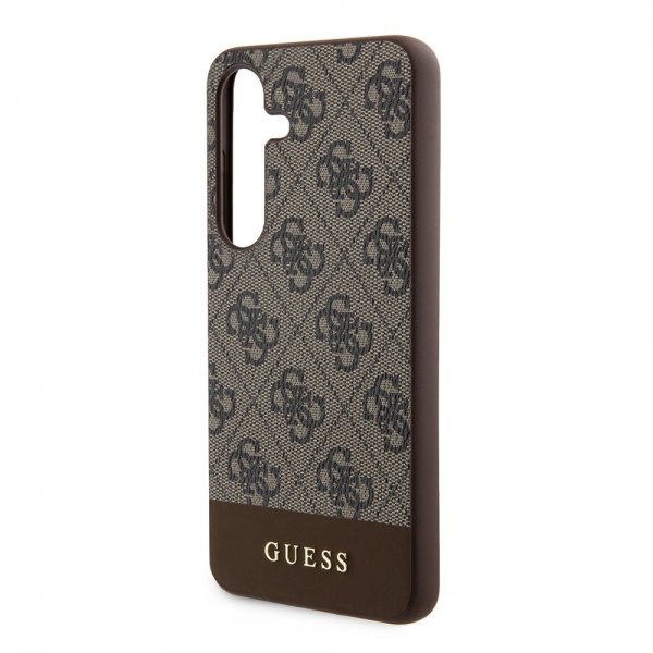 Samsung Galaxy S24 Plus Case Bottom Stripe Metal Logo Brown