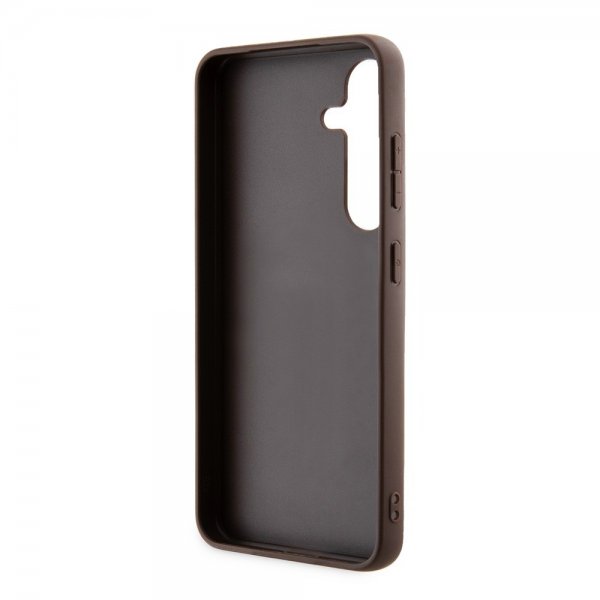 Samsung Galaxy S24 Plus Case Bottom Stripe Metal Logo Brown