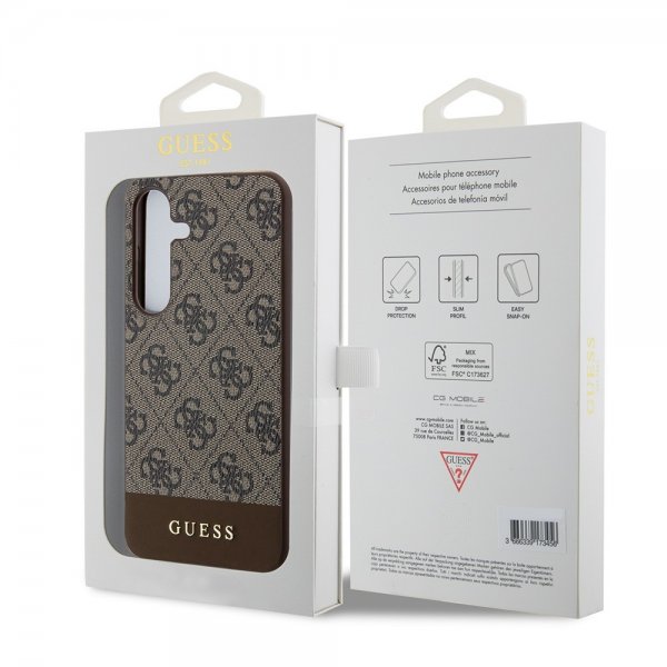 Samsung Galaxy S24 Plus Case Bottom Stripe Metal Logo Brown