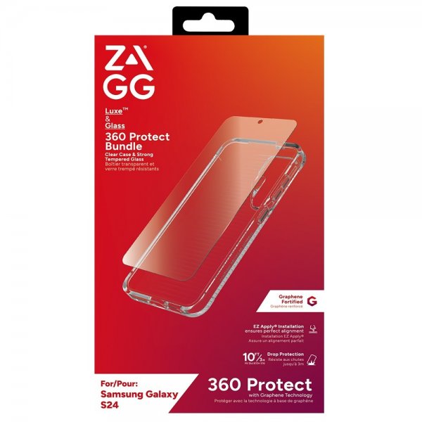 Samsung Galaxy S24 Case and Screen Protector Luxe & Glass 360 Protect Bundle