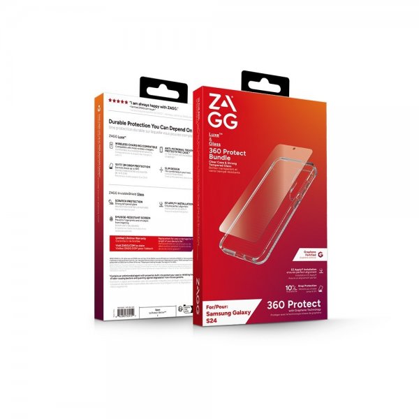 Samsung Galaxy S24 Case and Screen Protector Luxe & Glass 360 Protect Bundle