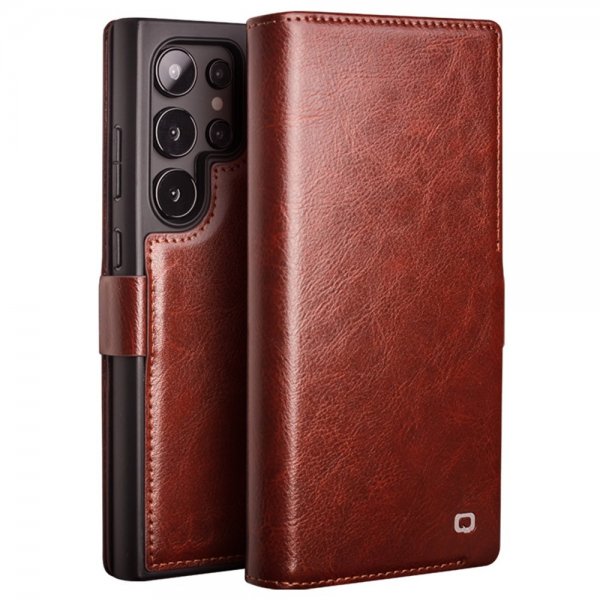 Samsung Galaxy S24 Ultra Cover Genuine Leather Card Slot Brown