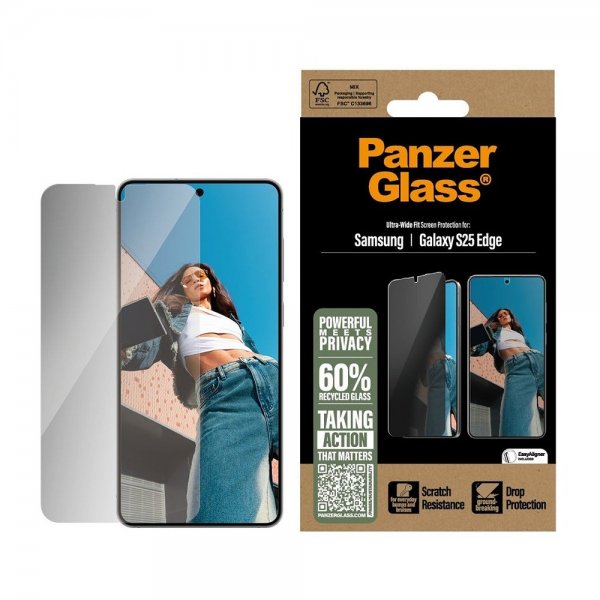 Samsung Galaxy S25 Edge Screen Protector Ultra-Wide Fit Privacy EasyAligner