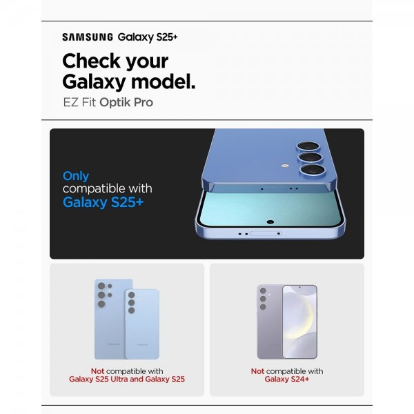 Samsung Galaxy S25 Plus Camera Protector GLAS.tR EZ Fit Optik Pro 2-pack Black