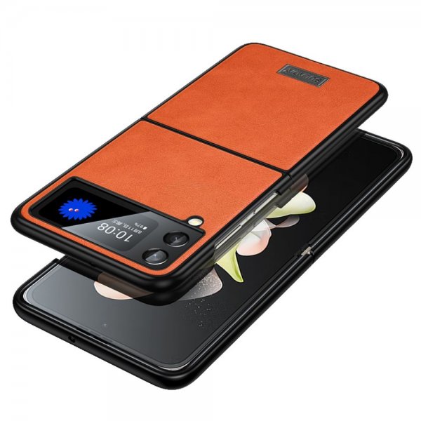 Samsung Galaxy Z Flip 4 Case Leather texture Orange