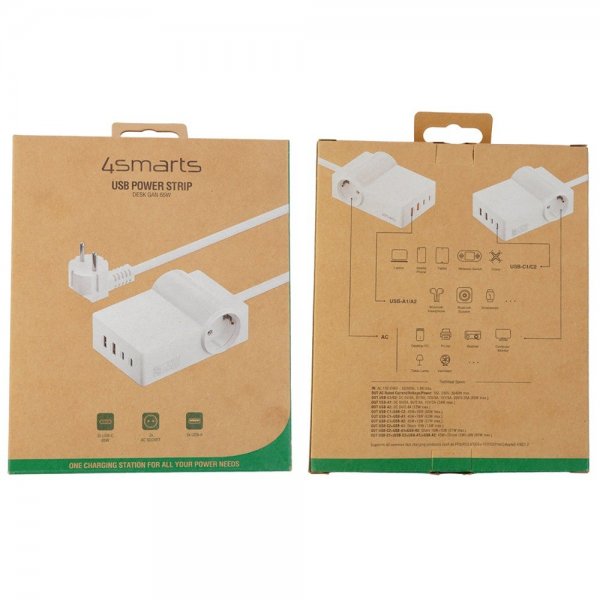 Desktop Charger USB-C/A Power Strip Desk GaN 65W