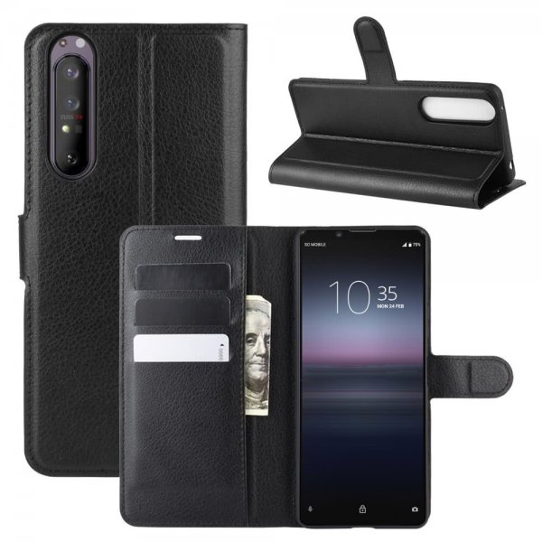 Sony Xperia 1 II Cover Litchi Black