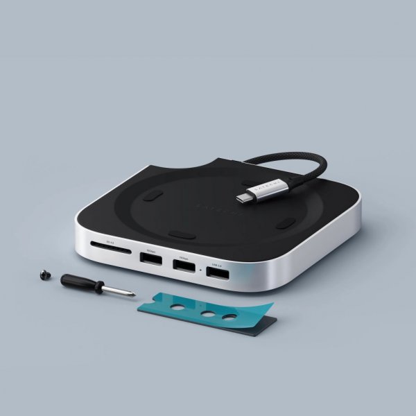 Mac Mini M4 Stand & Hub with SSD enclosure Silver