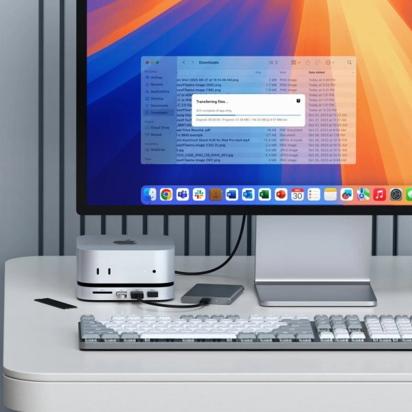Mac Mini M4 Stand & Hub with SSD enclosure Silver