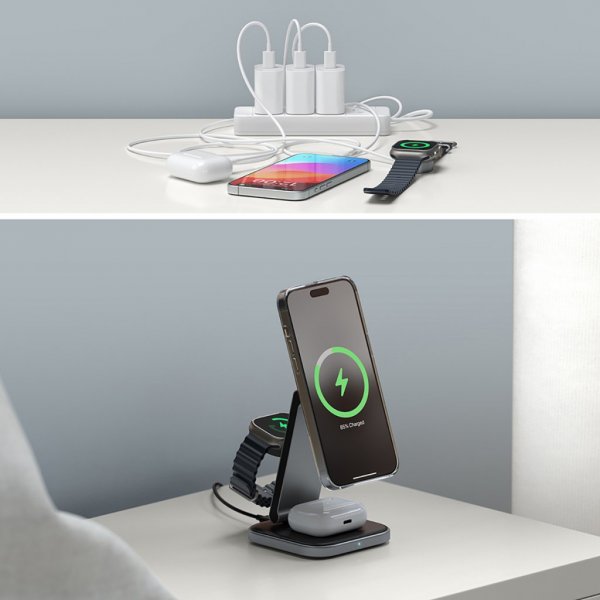 Wireless charger 3-in-1 Foldable Qi2 Wireless Charging Stand MagSafe