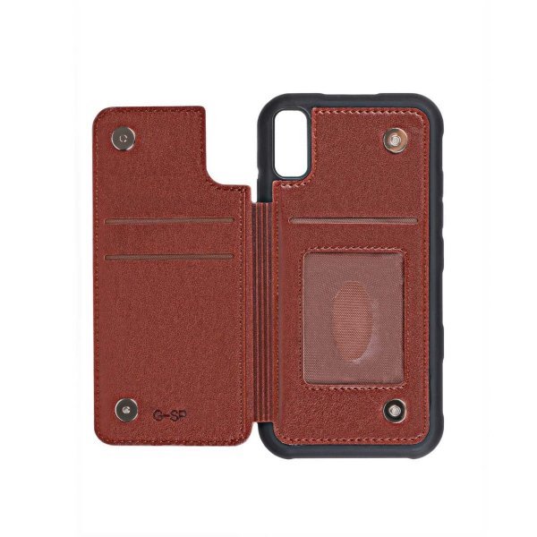 iPhone X/iPhone Xs Case Fold-out card holder Brown
