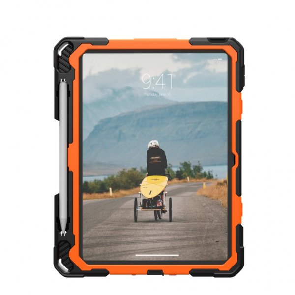 iPad 10.9 (gen 10)/iPad 11 (A16) Case Plasma Kickstand & Handstrap Orange Black
