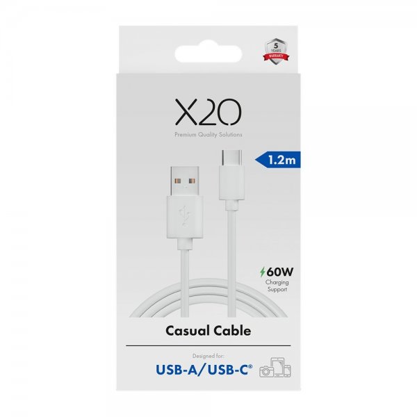 USB-A to USB-C Cable Basic 60W 1.2m White