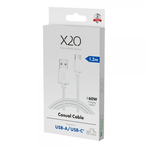 USB-A to USB-C Cable Basic 60W 1.2m White