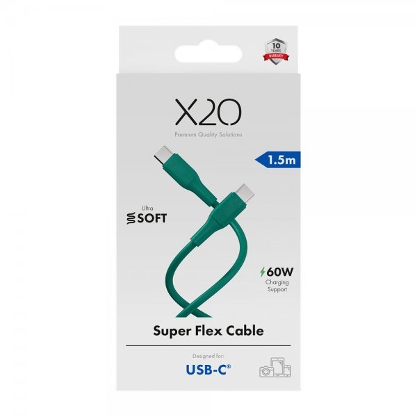 USB-C to USB-C Cable Superflex 60W 1.5m Green