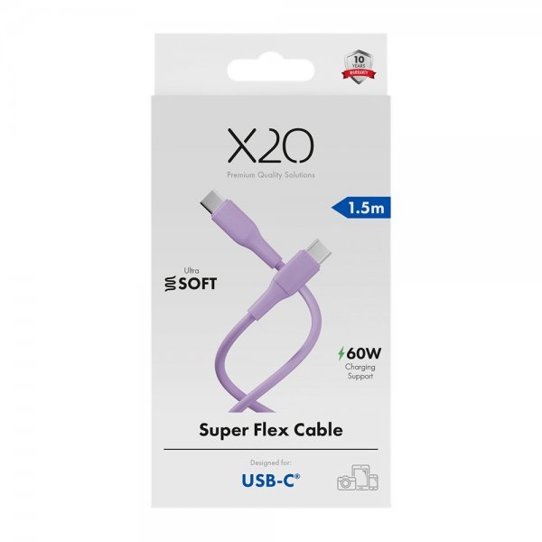 USB-C to USB-C Cable Superflex 60W 1.5m Pink