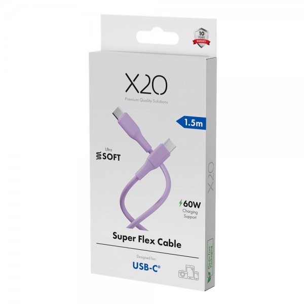 USB-C to USB-C Cable Superflex 60W 1.5m Pink