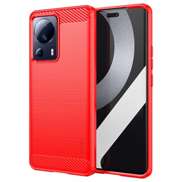 Xiaomi 13 Lite Case Brushed Carbon fiber texture Red