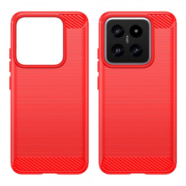 Xiaomi 14 Case Brushed Carbon fiber texture Red