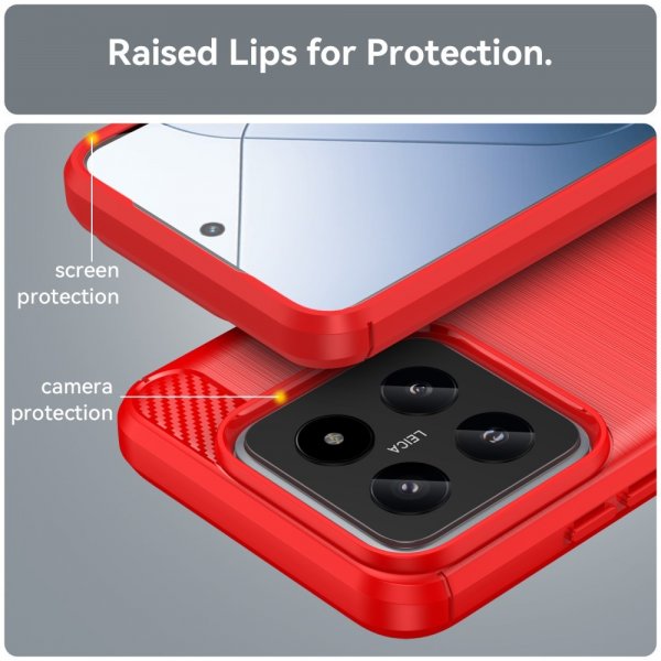 Xiaomi 14 Case Brushed Carbon fiber texture Red