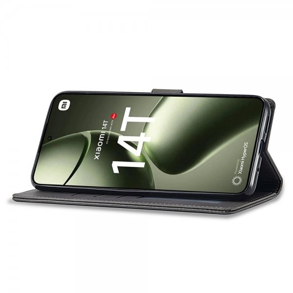 Xiaomi 14T Cover with Card Slot Stand Function Grey