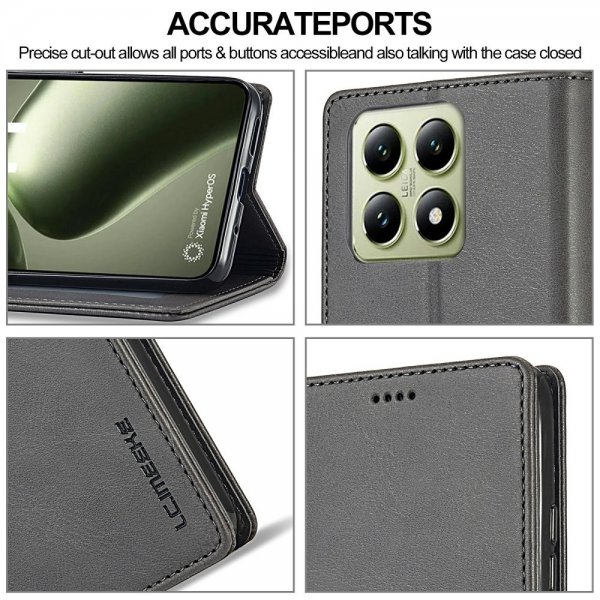 Xiaomi 14T Cover with Card Slot Stand Function Grey