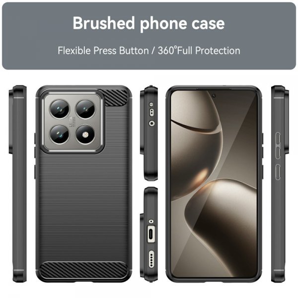 Xiaomi 14T Case Brushed Carbon fiber texture Black
