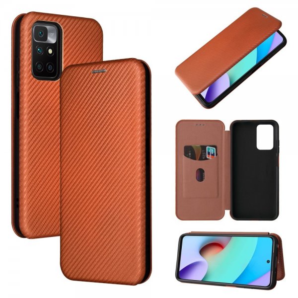 Xiaomi Redmi 10 Cover Carbon Fiber Texture Brown