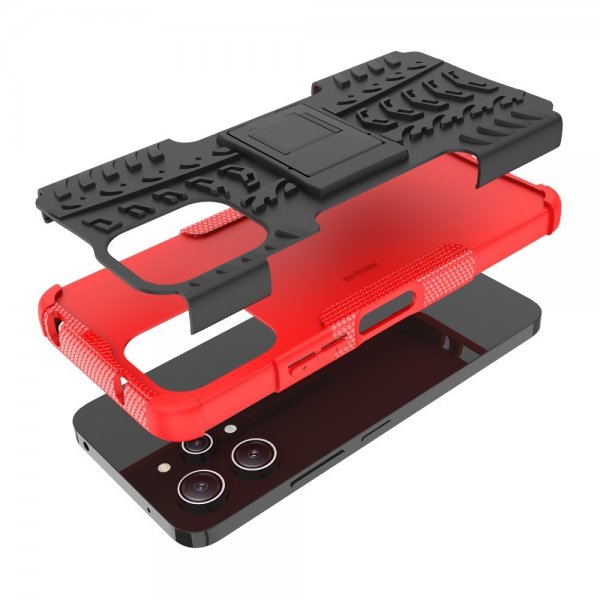 Xiaomi Redmi 12 Case Tire Pattern Stand function Red