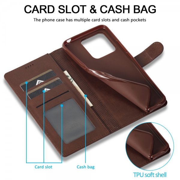 Xiaomi Redmi Note 13 5G Cover with Card Slot Stand Function Brown