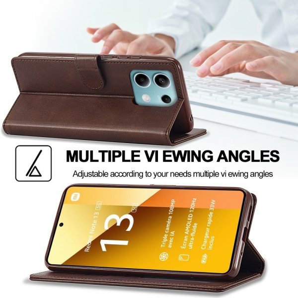 Xiaomi Redmi Note 13 5G Cover with Card Slot Stand Function Brown