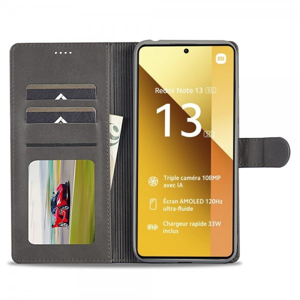 Xiaomi Redmi Note 13 5G Cover with Card Slot Stand Function Grey