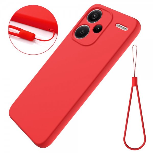 Xiaomi Redmi Note 13 Pro Plus 5G Case with Strap Silicone Red