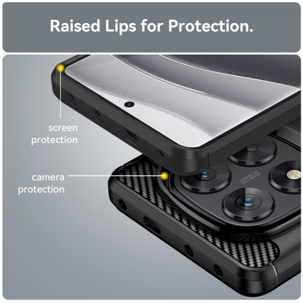 Xiaomi Redmi Note 14 Pro 5G Case Brushed Carbon fiber texture Black